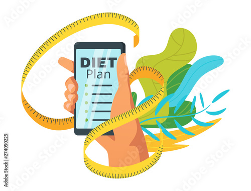 Weight loss diet plan flat vector illustration