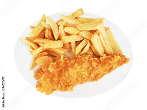 Fish and chips isolated on white background.