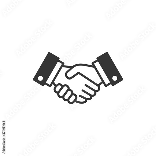 Handshake icon template black color editable. Handshake symbol Flat vector sign isolated on white background. Simple vector illustration for graphic and web design.