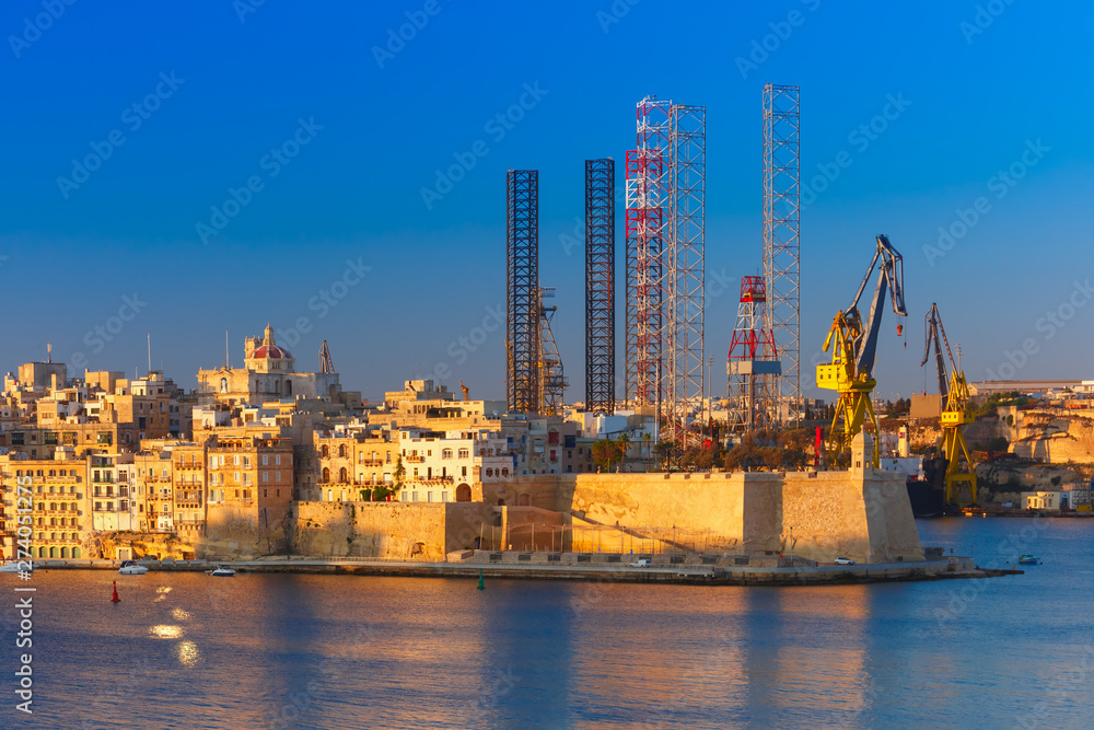 Grand harbor and Senglea from Valletta, Malta Grand harbor and Senglea from Valletta, Malta