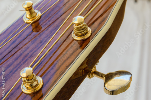 Acoustic Guitar detail -  capstans - above side close photo