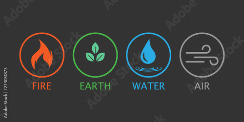 Four elements symbol. Vector illustration, flat design.