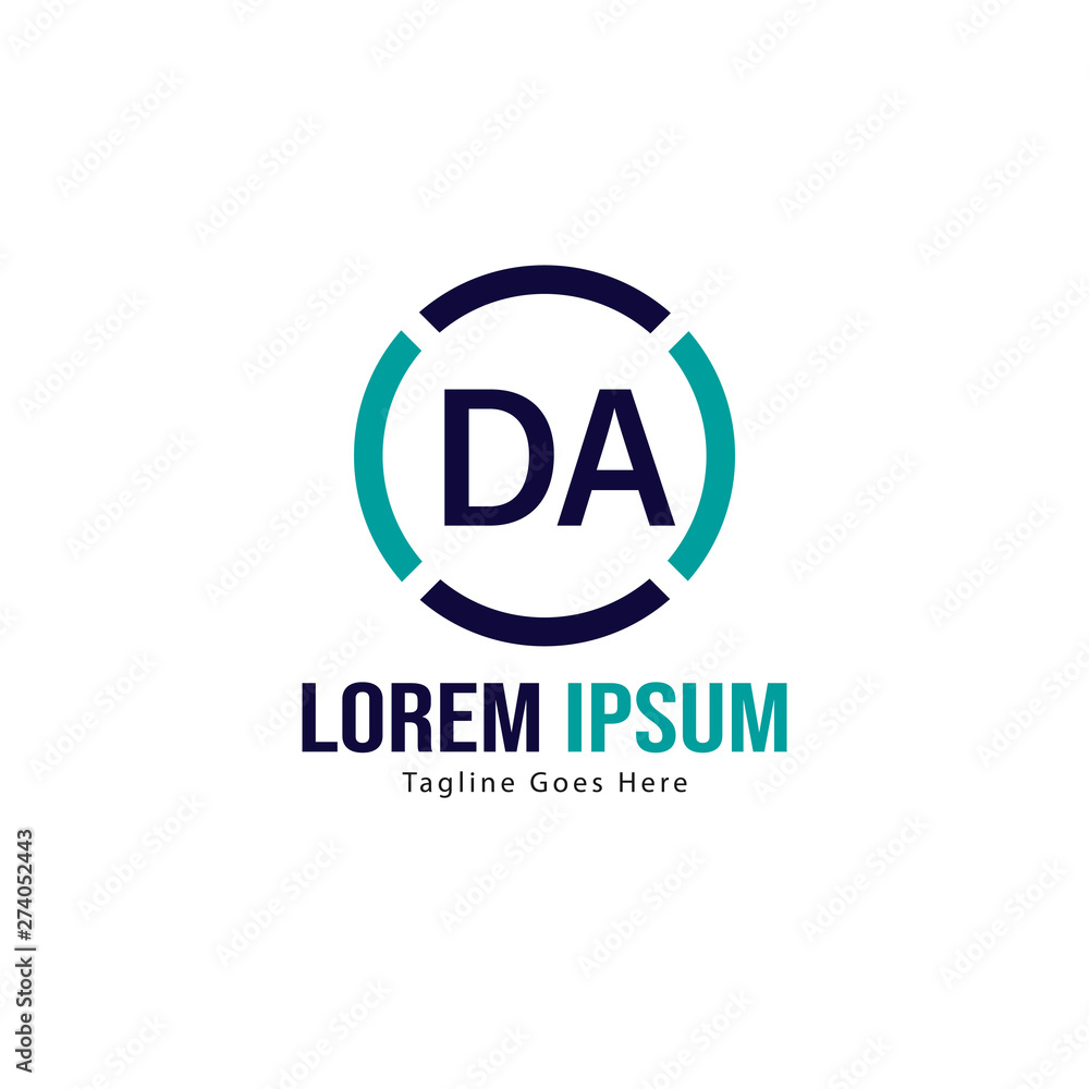 DA Letter Logo Design. Creative Modern DA Letters Icon Illustration