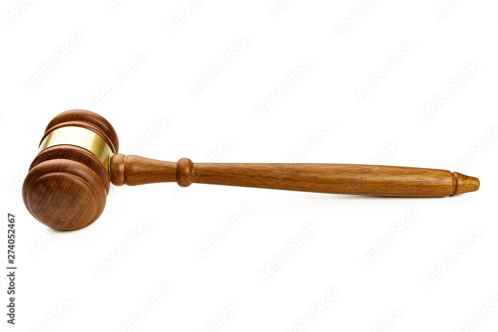 A wooden judge gavel isolated on white background A wooden judge gavel isolated on white background