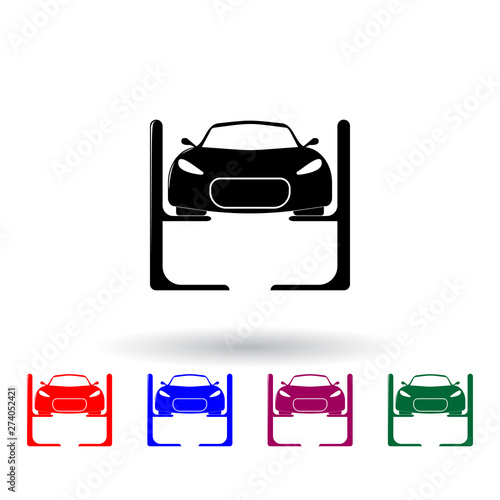 car on a lift multi color icon. Elements of cars service and repair parts set. Simple icon for websites, web design, mobile app, info graphics