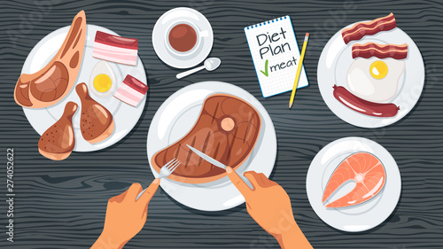 Meat diet plan web banner template