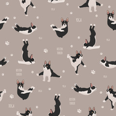 Keuken achterwand Honden patronen Franse bulldog yoga poses patroon  © a7880ss