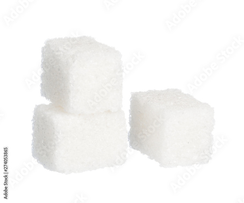 Cubes of sugar isolated on white background