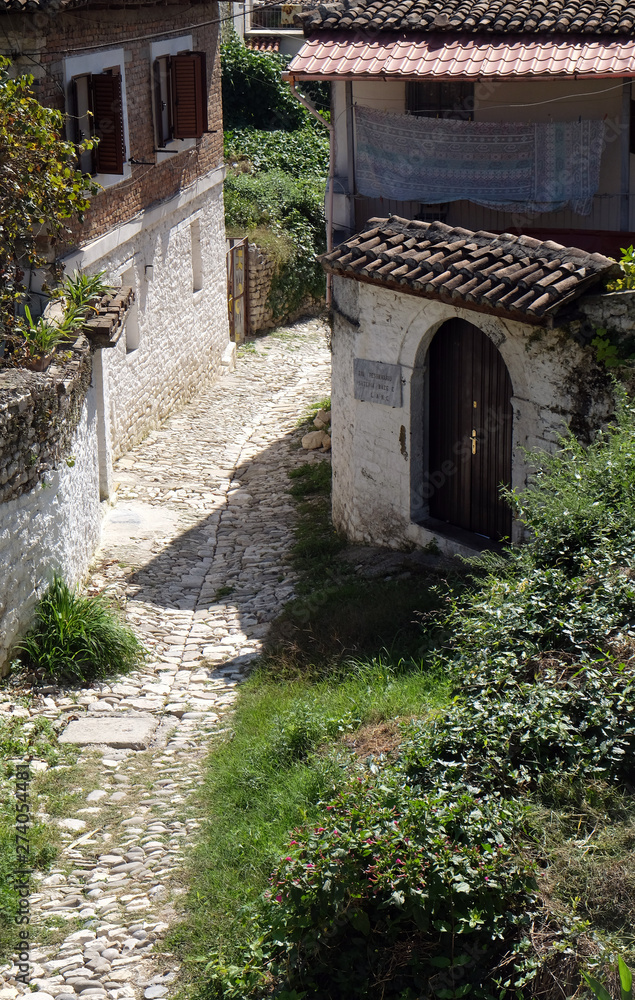 Naklejka premium Traditional ottoman house in old town Berat known as the White City of Albania