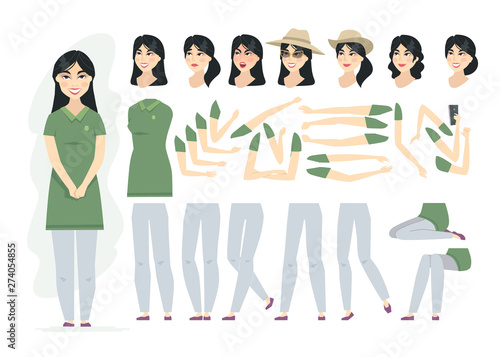 Chinese woman - vector cartoon people character constructor