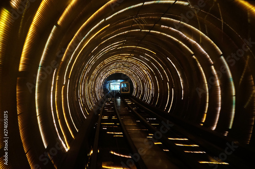 Photography Sight seeing tunnel under Huangpu river in Shanghai, China