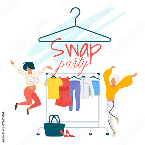 Swap party flat vector poster template