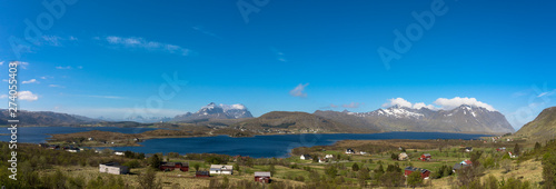 Panorama across Borgfjord, Lofoten Islands,Norway