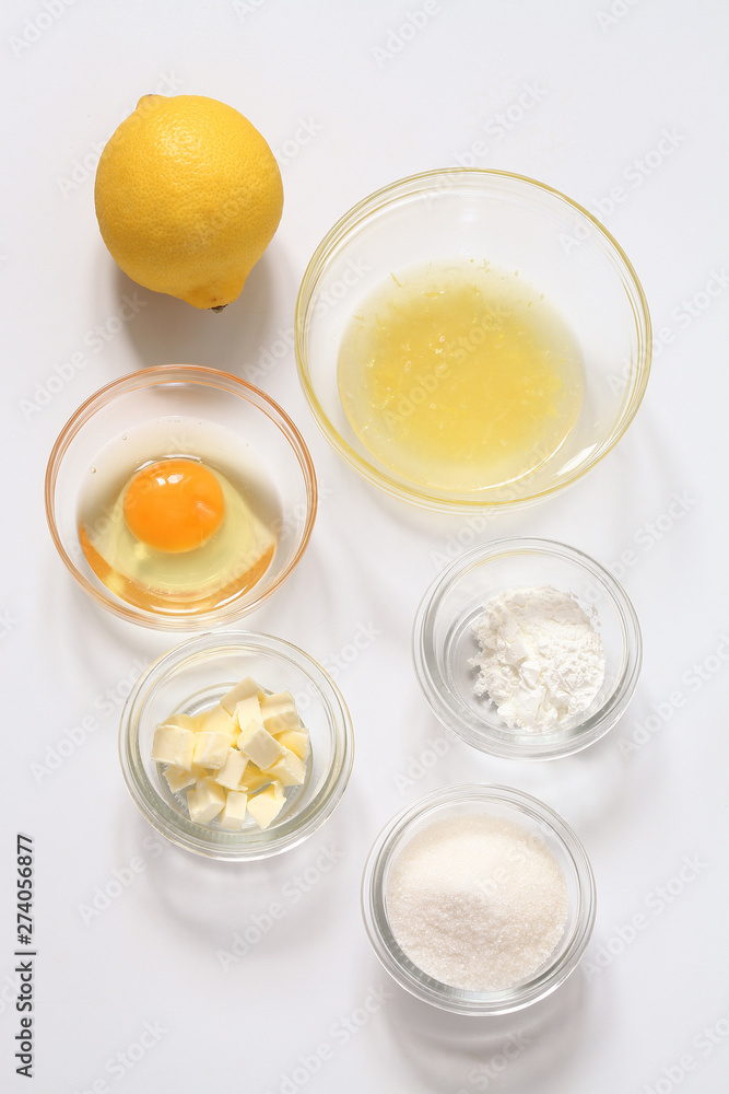 Different ingredients for cooking bakery foods, on white background. Different ingredients for cooking bakery foods, on white background.