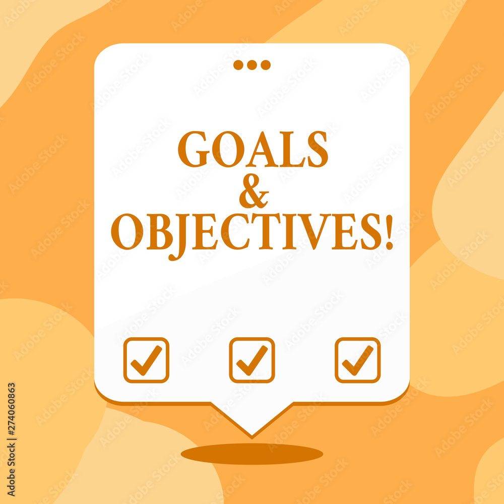 Conceptual hand writing showing Goals And Objectives. Business photo text define strategies or implementation steps attain aims White Speech Balloon Floating with Three Punched Hole on Top. Conceptual hand writing showing Goals And Objectives. Business photo text define strategies or implementation steps attain aims White Speech Balloon Floating with Three Punched Hole on Top.