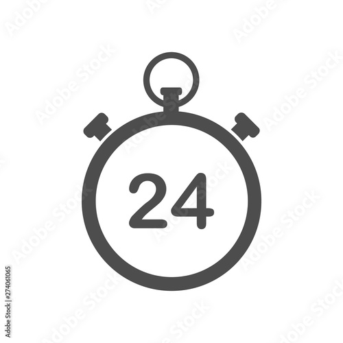 round the clock time stopwatch vector icon for web and ui design. stopwatch flat icon isolated on white background. time is money business concept.