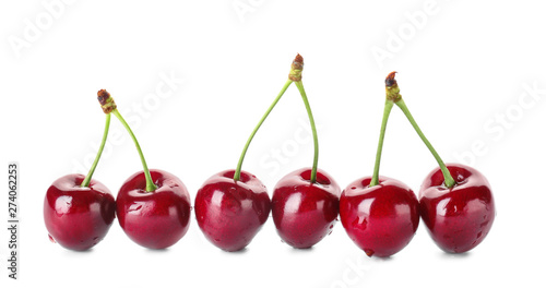 Wallpaper Mural Sweet ripe cherry on white background Torontodigital.ca