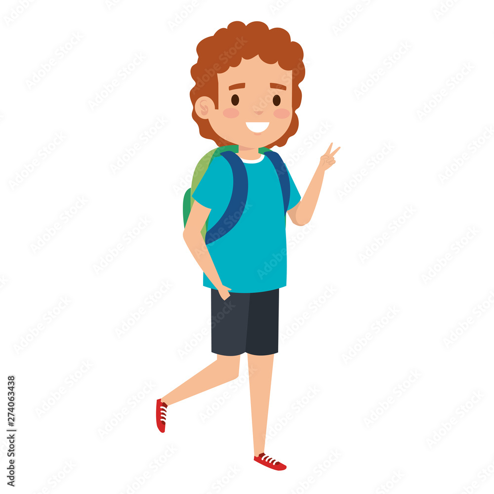 happy student boy with schoolbag