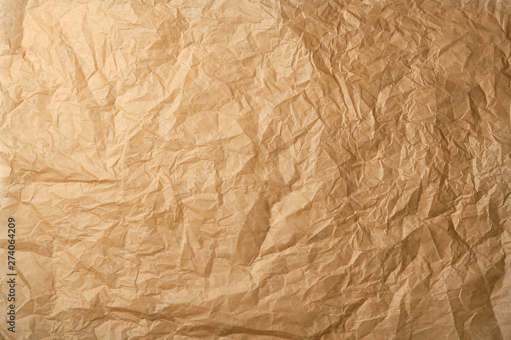 Obraz premium crumpled brown baking parchment paper