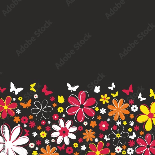 Flores sobre fondo negro