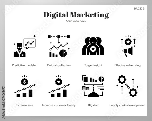 Data analytics icons Solid pack