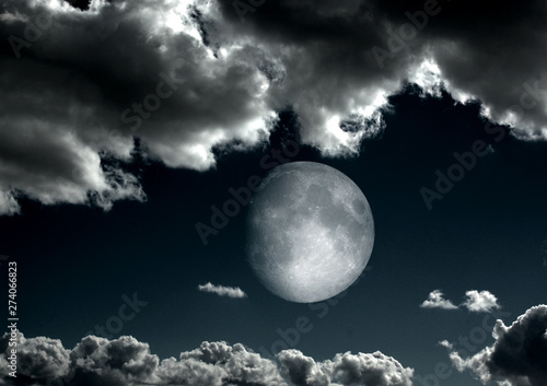 The moon in the night sky