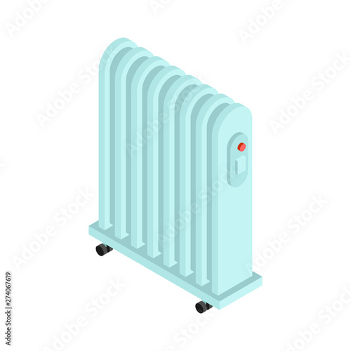 Radiator heat isolated. Electric heating radiator vector illustration