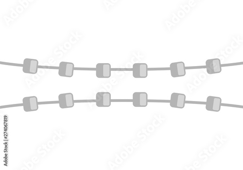 System Braces on teeth isolated. Vector Dental illustration