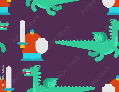 Russian hero warrior and snake pattern. Russia folk tale national background