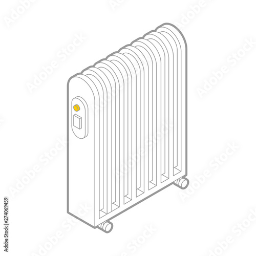 Radiator heat isolated. Electric heating radiator vector illustration