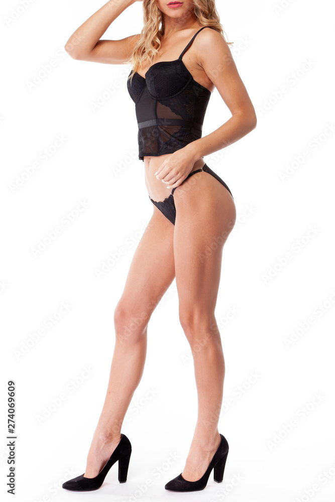 sexy girl on a white background. Black Underwear. fashion girl. Blonde girl. sexy girl on a white background. Black Underwear. fashion girl. Blonde girl.