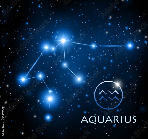 abstract space background with stars and Aquarious constellation
