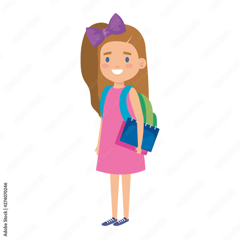 happy student girl with school bag and books