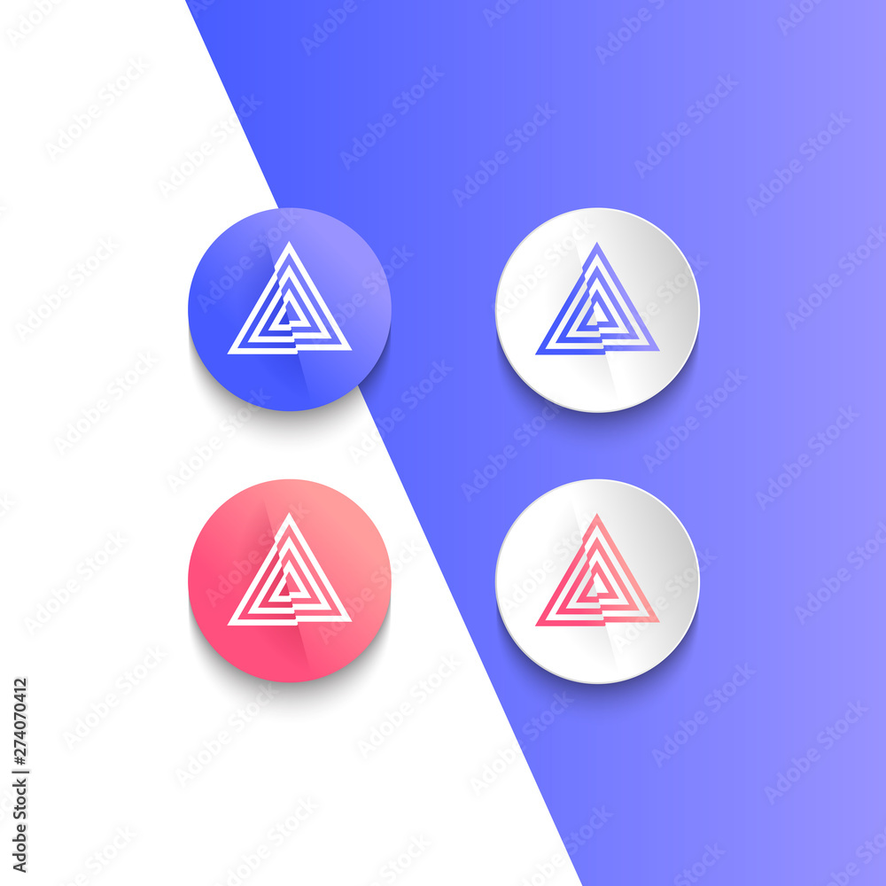 Set of geometric triangular Icon, app, pin button, sticker, illustration Set of geometric triangular Icon, app, pin button, sticker, illustration
