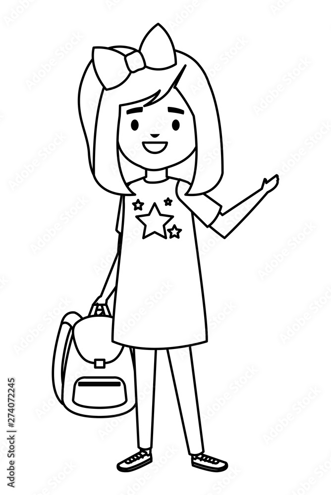 happy student girl with school bag