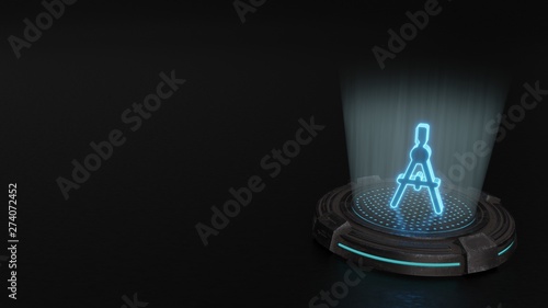 3d hologram symbol of compass icon render