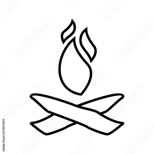 Camp fire Line Black Icon