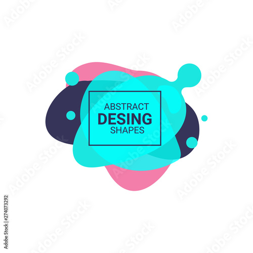 Blue and pink colors of abstract liquid elements. Dynamical colored forms. Gradient banners with flowing liquid shapes. Template for the design of logo, flyer or presentation. Vector illustration