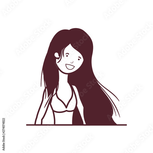 silhouette of woman with swimsuit on white background