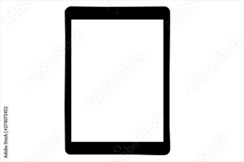 tablet pc with Blank White Screen isolated on white background for responsive design presentation. Vector Illustration. Screen mockup