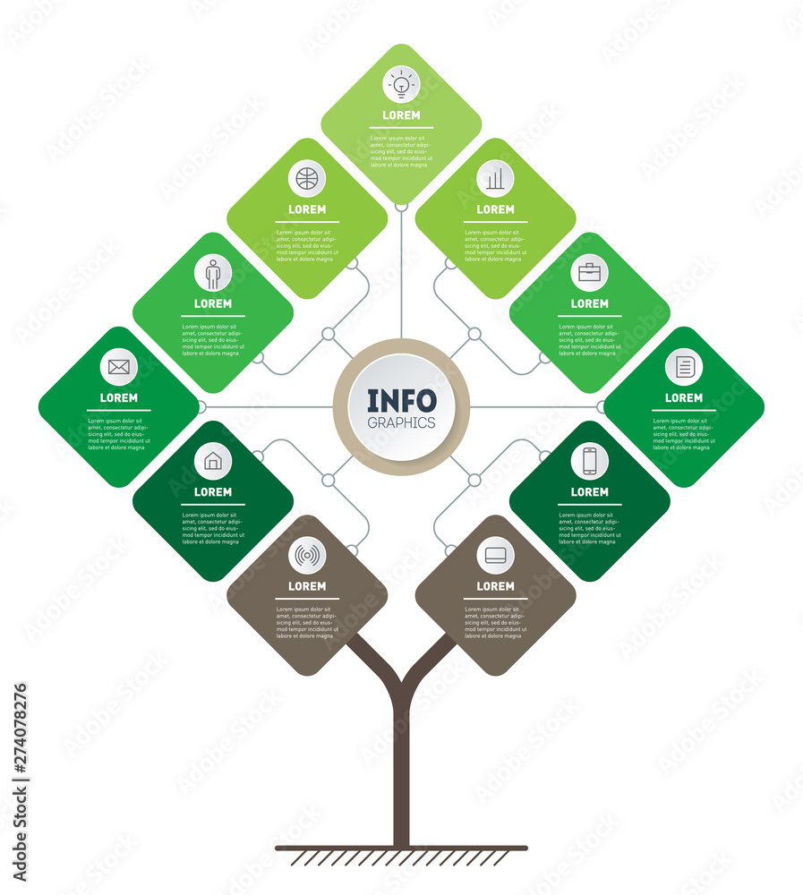 Vector infographic of technology or education process with 11 points ...