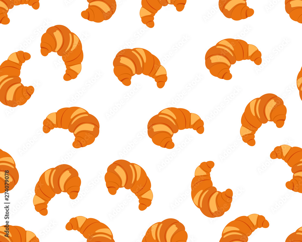 Seamless pattern of croissant isolated white background - Vector illustration Seamless pattern of croissant isolated white background - Vector illustration