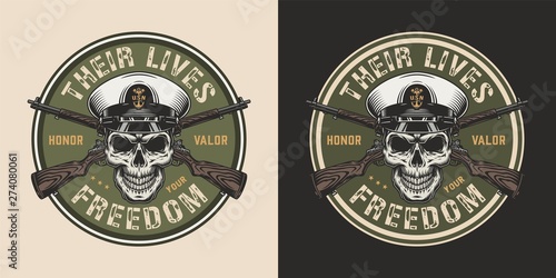 Vintage military colorful round print