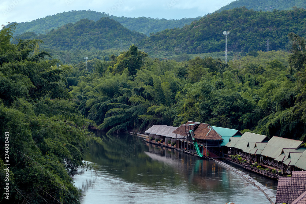 Many wooden house floating on the river Many wooden house floating on the river