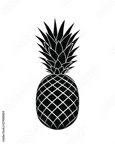 Pineapple graphic icon. Tropical fruit symbol. Pineapple sign isolated on white background. Vector Illustration 