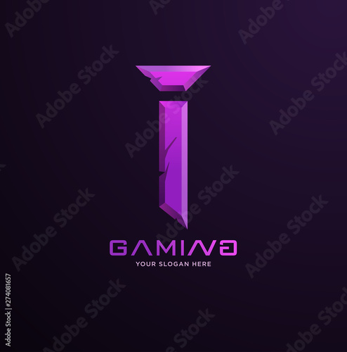 Initial letter I gaming esports style logo template