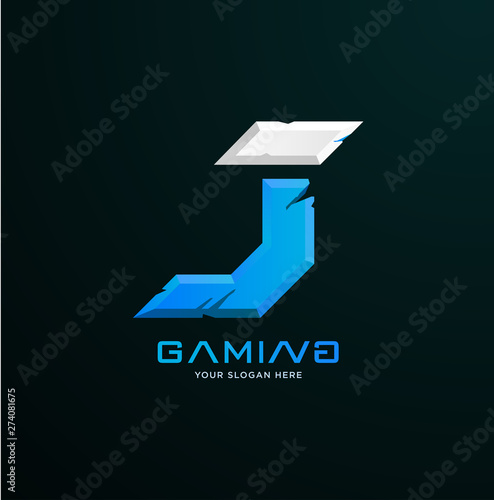 Initial letter J gaming esports style logo template