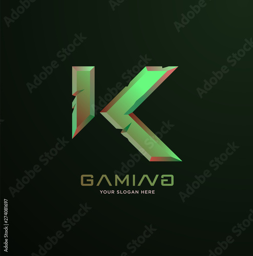 Initial letter K gaming esports style logo template