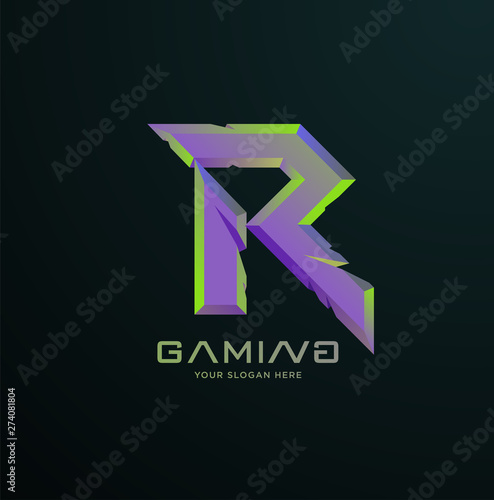 Initial letter R  gaming esports style logo template