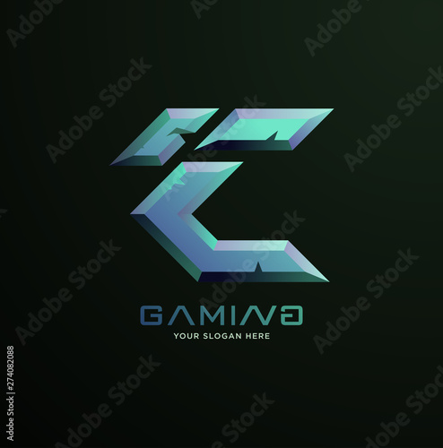 Initial letter C gaming esports style logo template